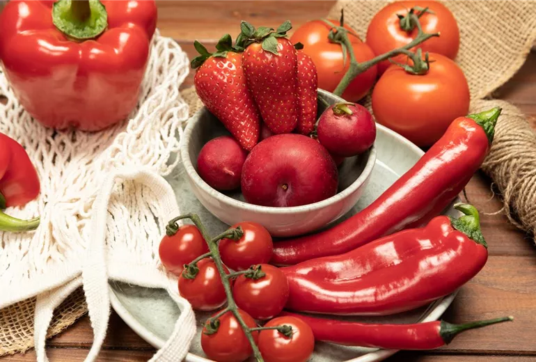 Rotes Obst und Gemüse Rotes Obst und Gemüse